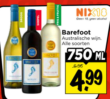 Barefoot   rode wijn, witte wijn folder aanbieding bij  Vomar - details