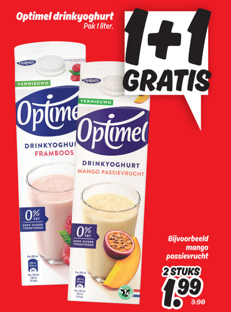 Optimel   drinkyoghurt folder aanbieding bij  Dekamarkt - details