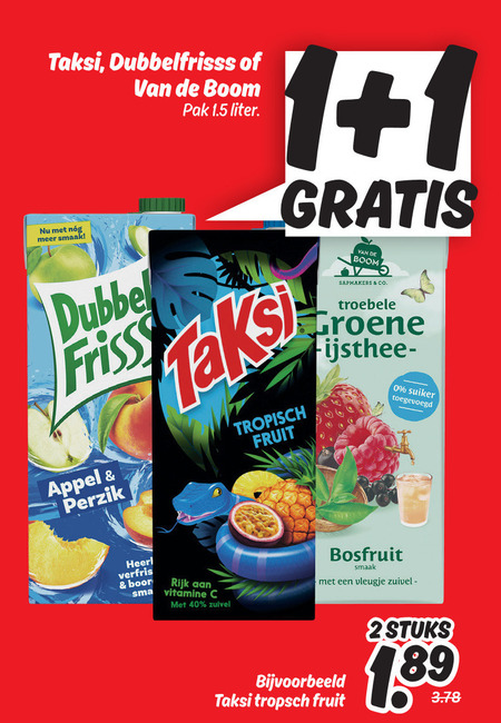 Dubbelfrisss   fruitdrank folder aanbieding bij  Dekamarkt - details