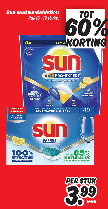 Sun   vaatwasmiddel folder aanbieding bij  Dekamarkt - details