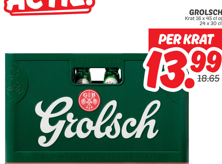 Grolsch   krat bier folder aanbieding bij  Dekamarkt - details