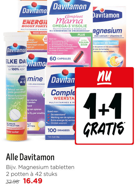 Davitamon   multivitaminen, vitamine folder aanbieding bij  Jumbo - details
