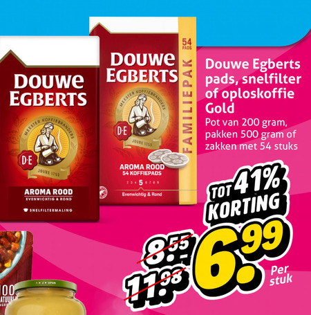 Douwe Egberts   koffie, oploskoffie folder aanbieding bij  Hoogvliet - details