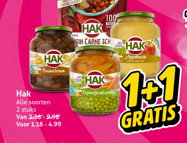 Hak   bonen, appelmoes folder aanbieding bij  Hoogvliet - details