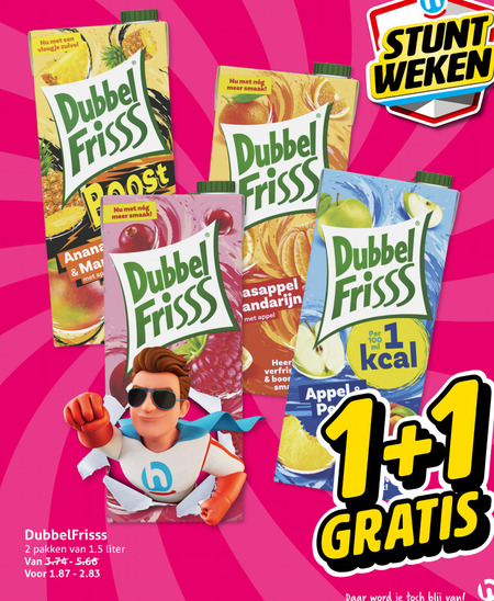 Dubbelfrisss   fruitdrank folder aanbieding bij  Hoogvliet - details