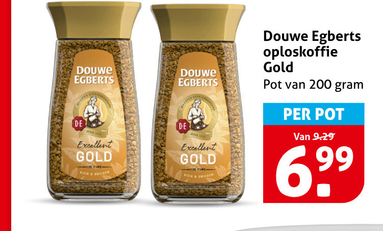 Douwe Egberts   oploskoffie folder aanbieding bij  Hoogvliet - details