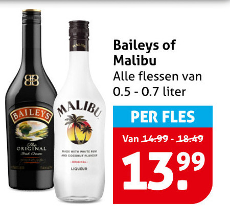 Malibu   likeur folder aanbieding bij  Hoogvliet - details