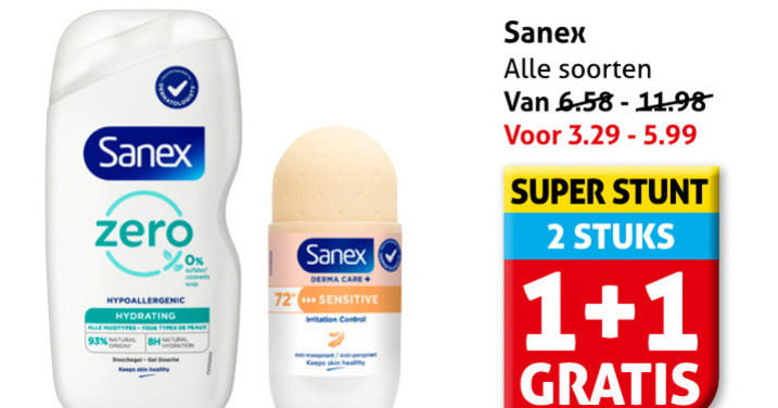 Sanex   deodorant, douchegel folder aanbieding bij  Hoogvliet - details