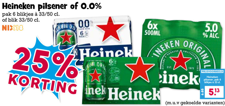Heineken 0.0   blikje bier folder aanbieding bij  Boons&nbsp;Markt - details