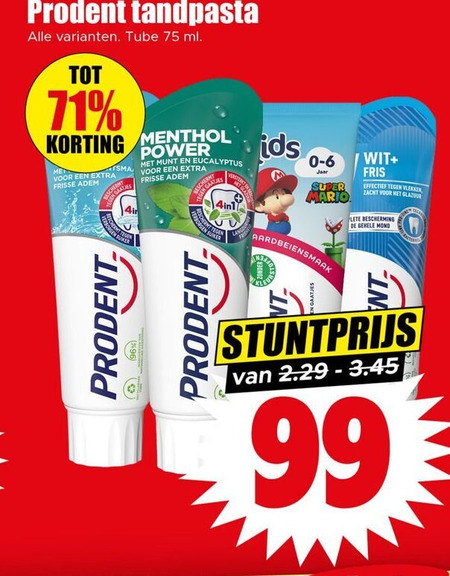 Prodent   tandpasta folder aanbieding bij  Dirk - details