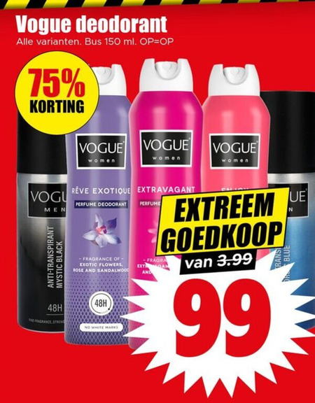 Vogue   deodorant folder aanbieding bij  Dirk - details