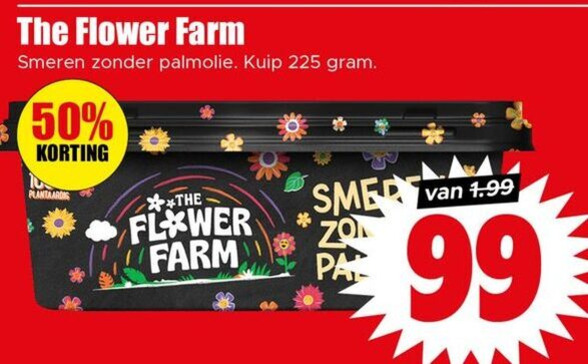Flower Farm   pindakaas folder aanbieding bij  Dirk - details