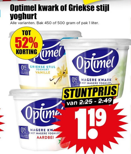 Optimel   kwark, vruchtenyoghurt folder aanbieding bij  Dirk - details