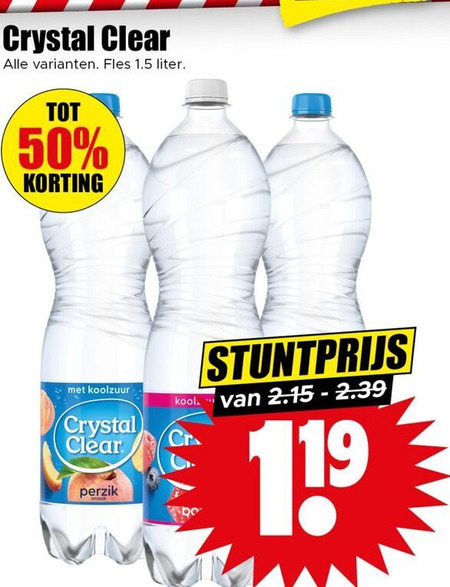 Crystal Clear   fruitdrank folder aanbieding bij  Dirk - details