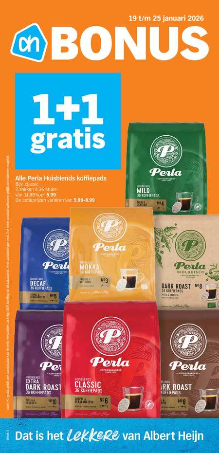 Perla   koffiepad folder aanbieding bij  Albert&nbsp;Heijn - details