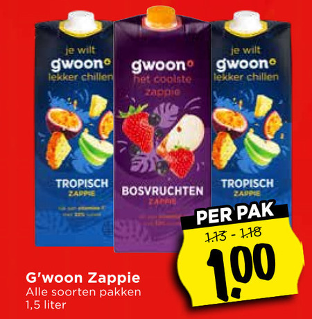 Gwoon   fruitdrank folder aanbieding bij  Vomar - details