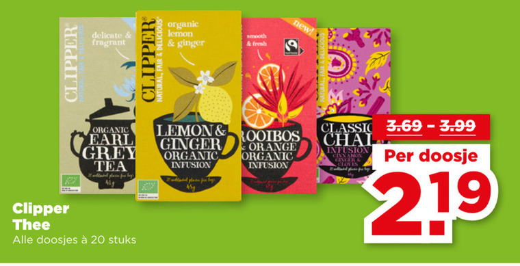 Clipper   thee folder aanbieding bij  Plus - details