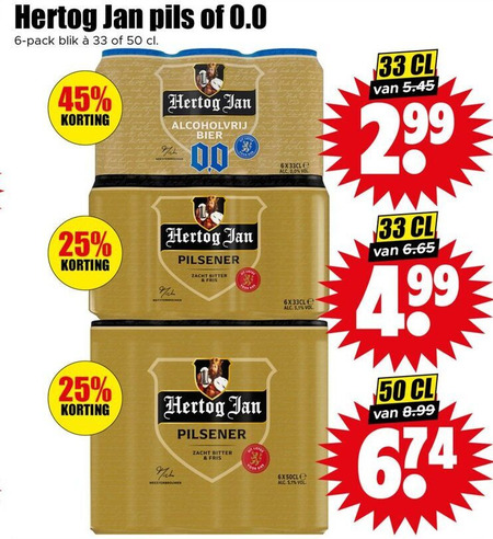 Hertog Jan   blikje bier folder aanbieding bij  Dirk - details