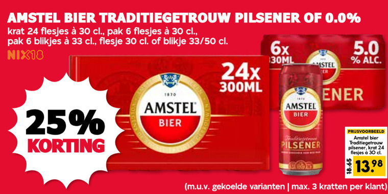 Amstel   krat bier, blikje bier folder aanbieding bij  MCD&nbsp;Supermarkt&nbsp;Basis - details