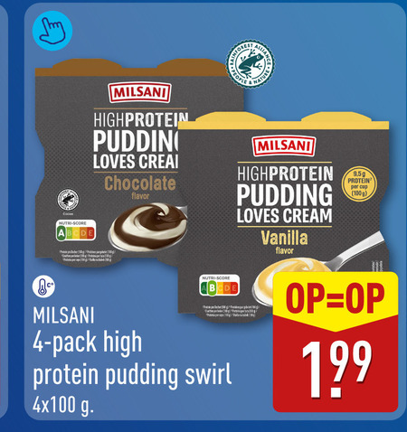 Milsani   pudding folder aanbieding bij  Aldi - details