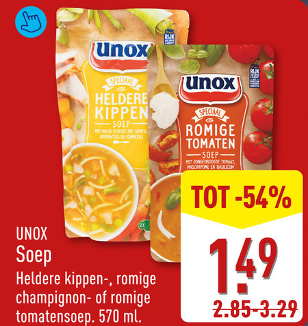 Unox   soep folder aanbieding bij  Aldi - details