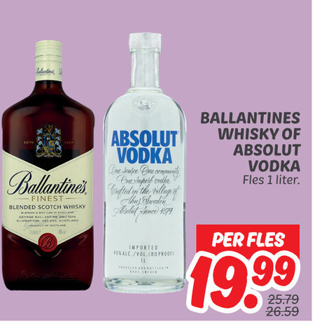 Ballantines   whisky, wodka folder aanbieding bij  Dekamarkt - details