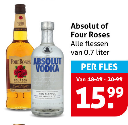 Absolut   wodka, bourbon folder aanbieding bij  Hoogvliet - details
