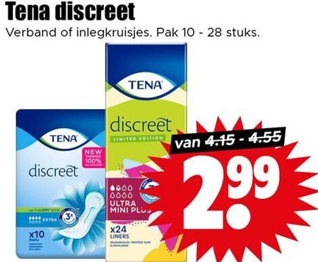 Tena Lady   incontinentieverband folder aanbieding bij  Dirk - details