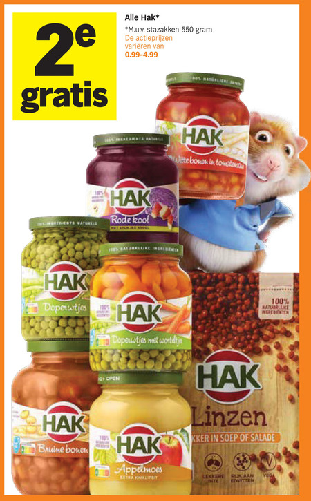 Hak   bruine bonen, groenteconserven folder aanbieding bij  Albert&nbsp;Heijn - details