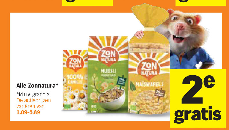 Zonnatura   mueslireep, thee folder aanbieding bij  Albert&nbsp;Heijn - details