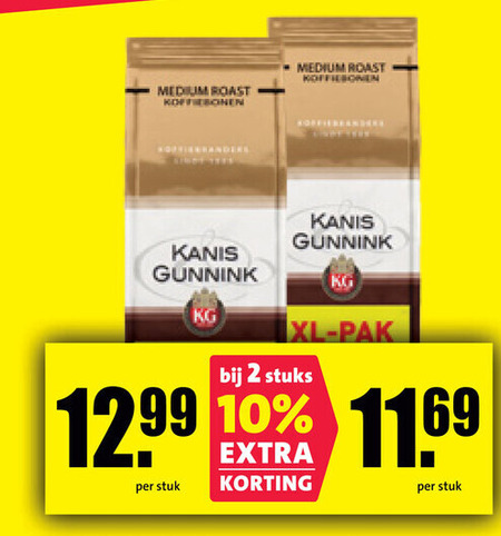 kanis en gunnink koffiebonen 2 10 medium roast xl pak stuks stuk folder aanbieding bij Nettorama Kanis en Gunnink koffiebonen folder aanbieding bij Nettorama - details