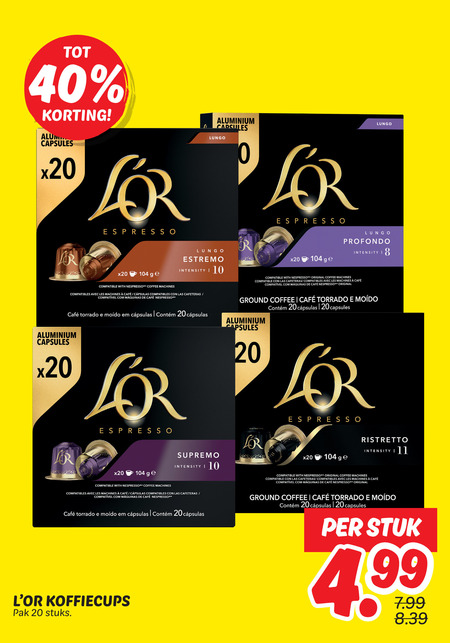 Douwe Egberts L Or   koffiecups folder aanbieding bij  Dekamarkt - details
