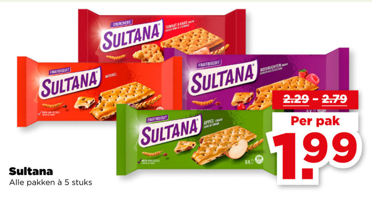 Sultana   fruitbiscuit folder aanbieding bij  Plus - details
