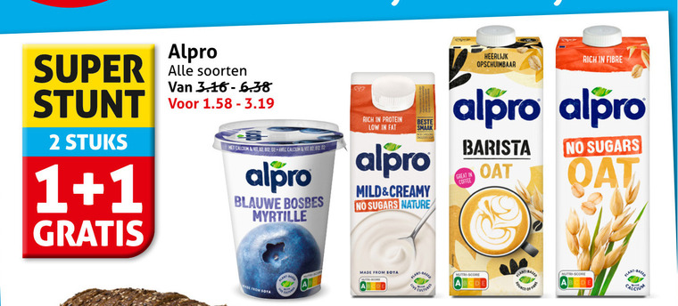 Alpro   soja melk, soja yoghurt folder aanbieding bij  Hoogvliet - details