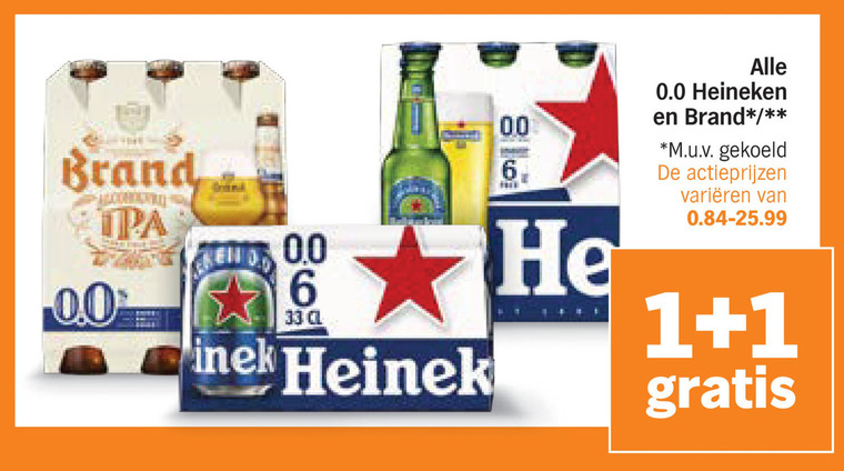Heineken 0.0   blikje bier, alcoholvrij bier folder aanbieding bij  Albert&nbsp;Heijn - details