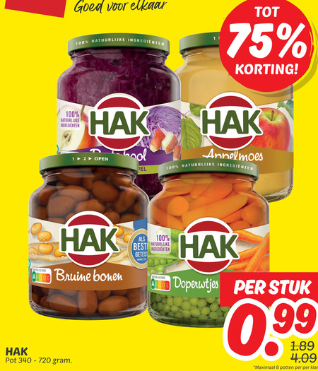 Hak   bruine bonen, groenteconserven folder aanbieding bij  Dekamarkt - details