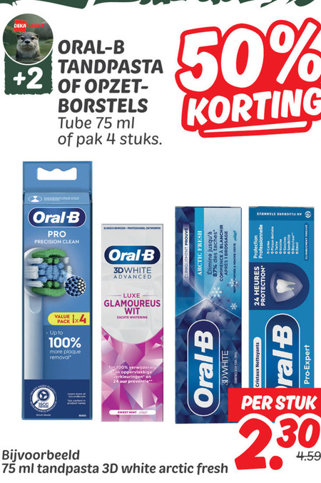 Oral-B   opzetborstel, tandpasta folder aanbieding bij  Dekamarkt - details