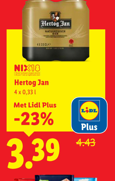 Hertog Jan   blikje bier folder aanbieding bij  Lidl - details