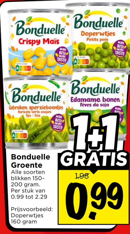 Bonduelle   groenteconserven folder aanbieding bij  Vomar - details