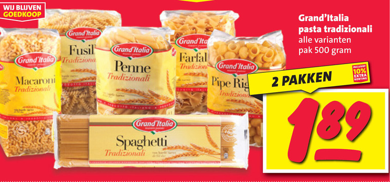 Grand Italia   fusilli, penne   folder aanbieding bij  Nettorama - details