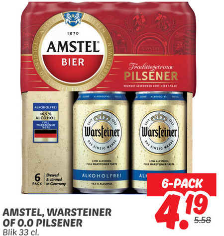 Warsteiner   blikje bier, alcoholvrij bier folder aanbieding bij  Dekamarkt - details