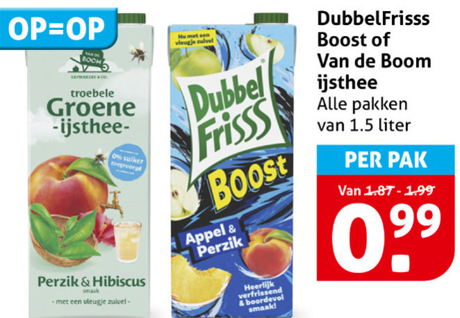 Dubbelfrisss   fruitdrank folder aanbieding bij  Hoogvliet - details