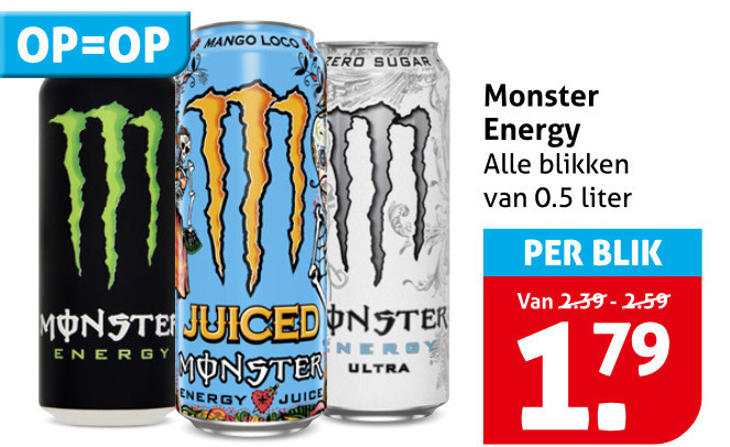 Monster   energiedrank folder aanbieding bij  Hoogvliet - details