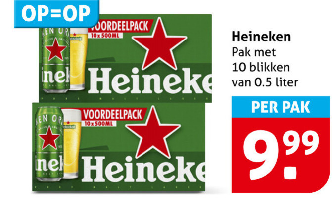 Heineken   blikje bier folder aanbieding bij  Hoogvliet - details