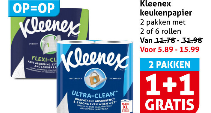 Kleenex   keukenpapier folder aanbieding bij  Hoogvliet - details