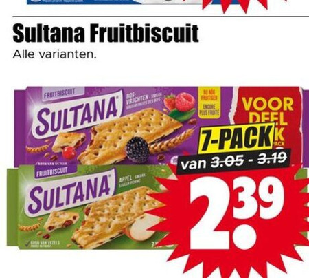 Sultana   fruitbiscuit folder aanbieding bij  Dirk - details