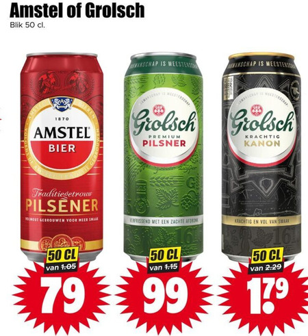 Grolsch   blikje bier folder aanbieding bij  Dirk - details