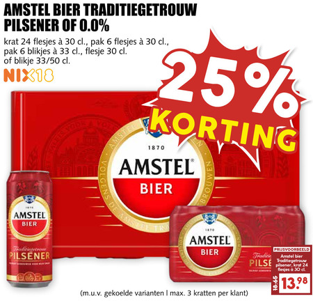 Amstel   krat bier folder aanbieding bij  MCD&nbsp;Supermarkt&nbsp;Basis - details