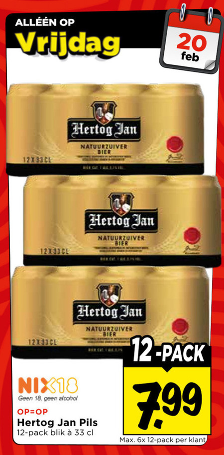 Hertog Jan   blikje bier folder aanbieding bij  Vomar - details
