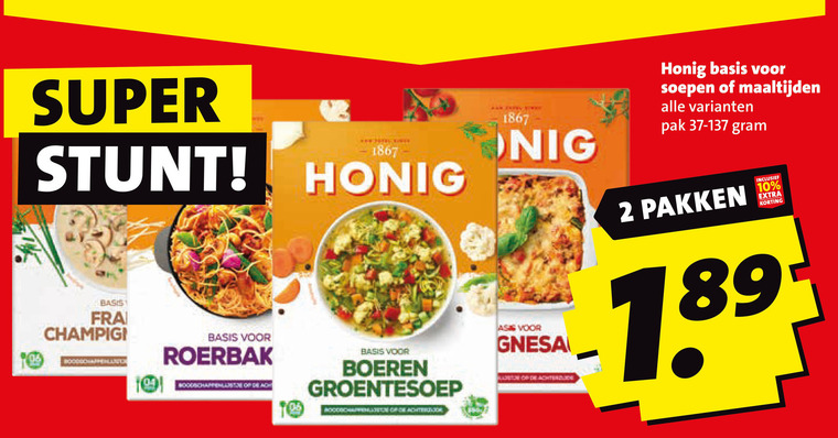 Honig   maaltijdmix, soep folder aanbieding bij  Boni - details